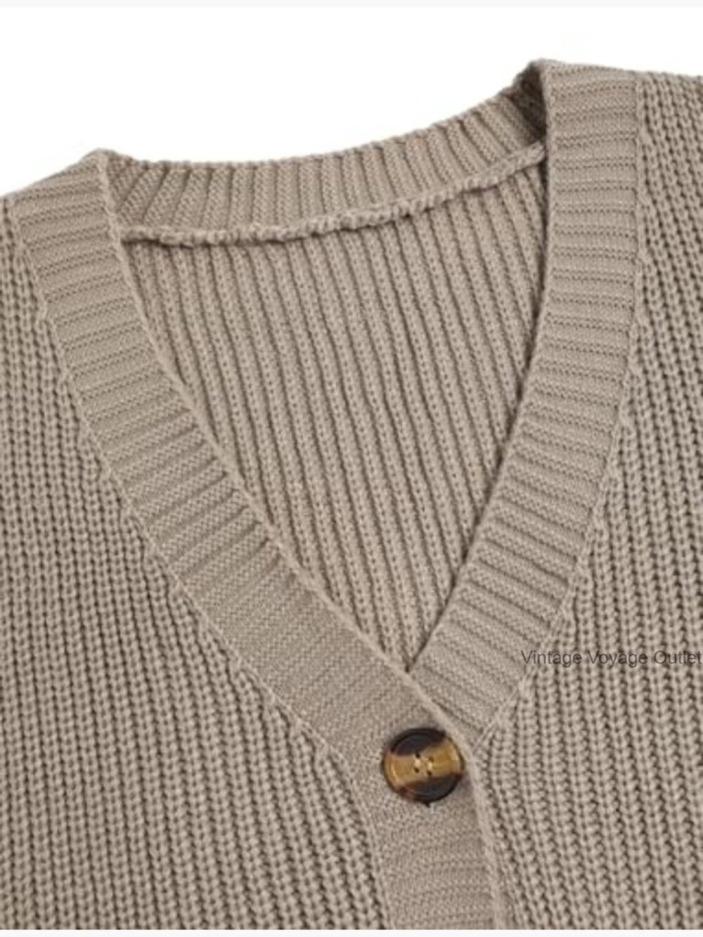 Chunky Ribbed Knit Open Front Cardigan Sweater, Button Front, Long Sleeve, - Picture 5 of 7